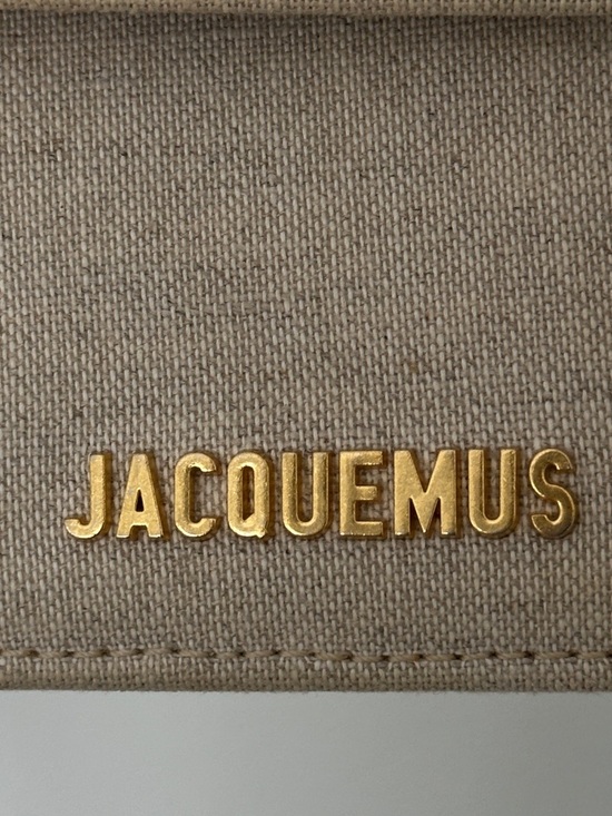 Jacquemus Mini Le Chiquito Top-Handle Bag in Beige Canvas with Gold Logo - Picture 4 of 6